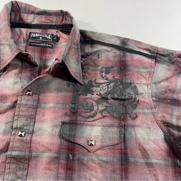 Panhandle Shirt Floral Plaid Men’s XL Western Metal Snap Button Slim long sleeve - Picture 6 of 12